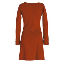 Vishes - Langarm Damen Einfarbig Biobaumwolle Jersey-Kleid Wasserfallkragen orange 42