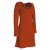 Vishes - Langarm Damen Einfarbig Biobaumwolle Jersey-Kleid Wasserfallkragen orange 44