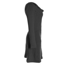 Vishes - Langarm Damen Einfarbig Biobaumwolle Jersey-Kleid Wasserfallkragen schwarz 40