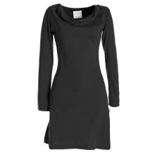 Vishes - Langarm Damen Einfarbig Biobaumwolle Jersey-Kleid Wasserfallkragen schwarz 48