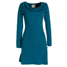 Vishes - Langarm Damen Einfarbig Biobaumwolle Jersey-Kleid Wasserfallkragen türkis 36
