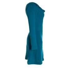 Vishes - Langarm Damen Einfarbig Biobaumwolle Jersey-Kleid Wasserfallkragen türkis 40