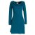 Vishes - Langarm Damen Einfarbig Biobaumwolle Jersey-Kleid Wasserfallkragen türkis 42