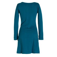 Vishes - Langarm Damen Einfarbig Biobaumwolle Jersey-Kleid Wasserfallkragen türkis 46