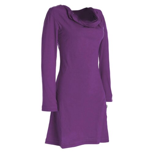 Vishes - Langarm Damen Einfarbig Biobaumwolle Jersey-Kleid Wasserfallkragen violett 40