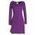 Vishes - Langarm Damen Einfarbig Biobaumwolle Jersey-Kleid Wasserfallkragen violett 44
