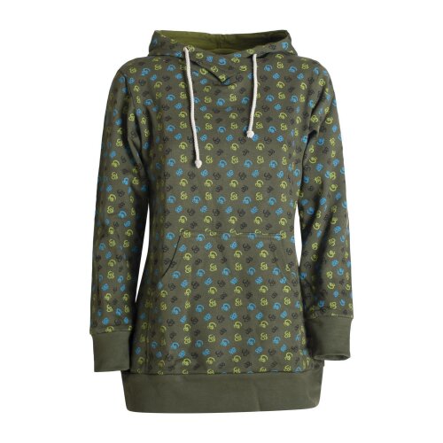 Vishes - Kuscheliges Damen Hoodie Baumwoll Kapuzenpullover Kapuzensweater mit Om Druck olive 44