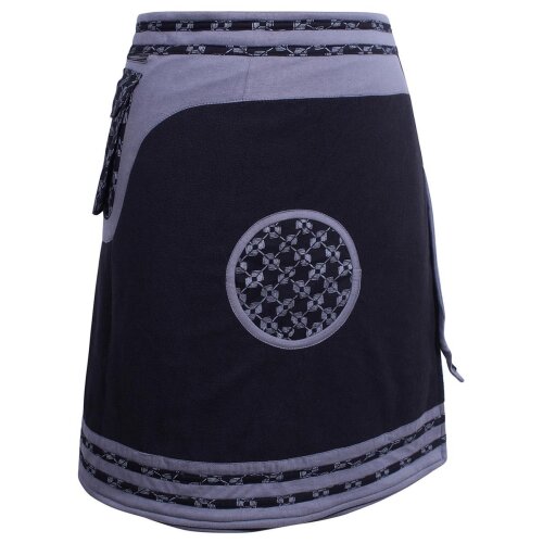 Vishes Damen Winterrock zum Wickeln aus Fleece mit Gürteltasche schwarz 42-50