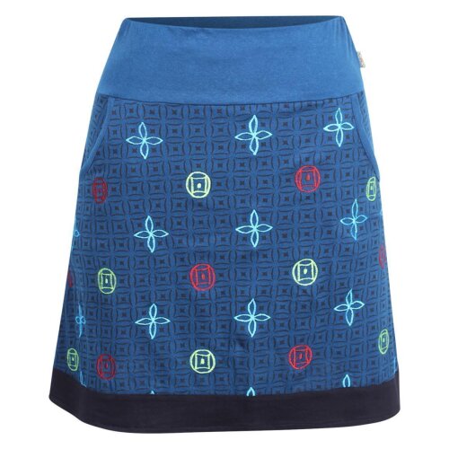 Vishes - Damen Baumwoll-Rock, 70er Jahre Retro Mosaik Blumen-Druck Taschen türkis 34