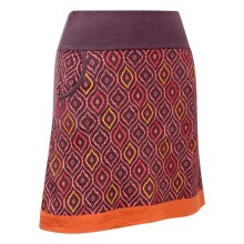 Vishes - Damen Baumwoll-Rock, 70er 80er Jahre Retro Muster bedruckt bestickt, Taschen  braun 36