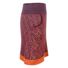 Vishes - Damen Baumwoll-Rock, 70er 80er Jahre Retro Muster bedruckt bestickt, Taschen  braun 36