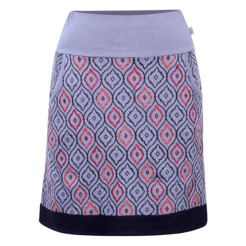 Vishes - Damen Baumwoll-Rock, 70er 80er Jahre Retro Muster bedruckt bestickt, Taschen  grau 46