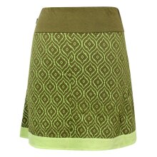 Vishes - Damen Baumwoll-Rock, 70er 80er Jahre Retro Muster bedruckt bestickt, Taschen  olive 46