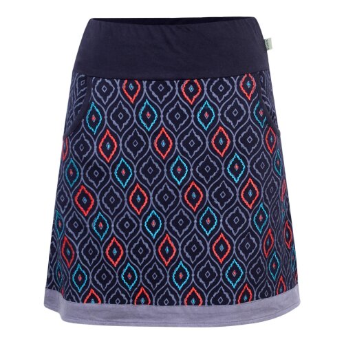 Vishes - Damen Baumwoll-Rock, 70er 80er Jahre Retro Muster bedruckt bestickt, Taschen  schwarz 44