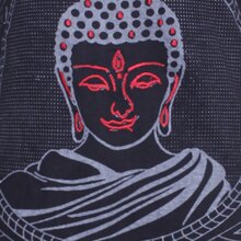 Vishes Damen Langarm Baumwollkleid Shirtkleid mit Buddha Druck schwarz 48