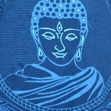 Vishes Damen Langarm Baumwollkleid Shirtkleid mit Buddha Druck türkis 36