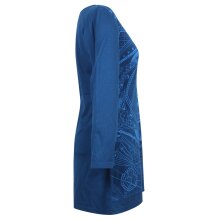 Vishes Damen Langarm Baumwollkleid Shirtkleid mit Buddha Druck türkis 36