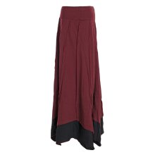 Vishes - Langer Damen Rock Lang Längenverstellbar zum Hochschieben Raffen dunkelrot 36