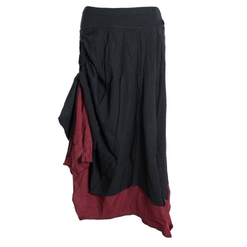 Vishes - Langer Damen Rock Lang Längenverstellbar zum Hochschieben Raffen schwarz 38