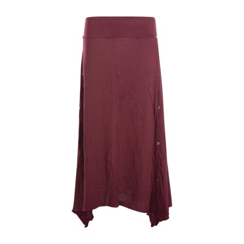 Vishes Damen A-Linie Rock Baumwolle Vintage, Retro breiter Bund mit Kordel-Zug dunkelrot 32-34