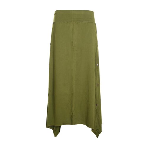 Vishes Damen A-Linie Rock Baumwolle Vintage, Retro breiter Bund mit Kordel-Zug olive 32-34