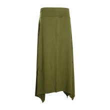 Vishes Damen A-Linie Rock Baumwolle Vintage, Retro breiter Bund mit Kordel-Zug olive 36-38