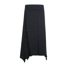 Vishes Damen A-Linie Rock Baumwolle Vintage, Retro breiter Bund mit Kordel-Zug schwarz 36-38