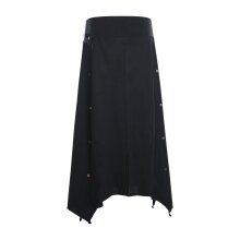 Vishes Damen A-Linie Rock Baumwolle Vintage, Retro breiter Bund mit Kordel-Zug schwarz 36-38