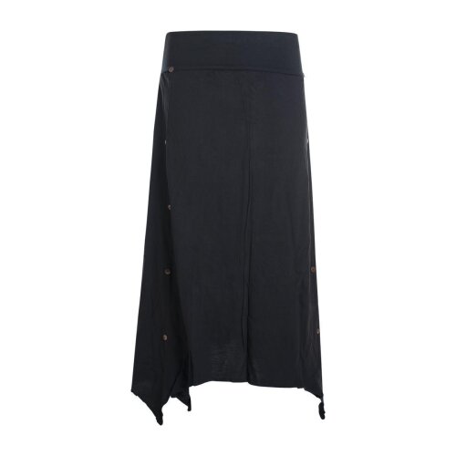 Vishes Damen A-Linie Rock Baumwolle Vintage, Retro breiter Bund mit Kordel-Zug schwarz 44