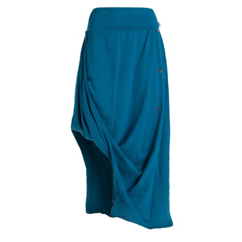 Vishes Damen A-Linie Rock Baumwolle Vintage, Retro breiter Bund mit Kordel-Zug türkis 44