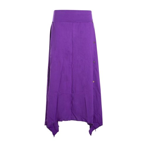 Vishes Damen A-Linie Rock Baumwolle Vintage, Retro breiter Bund mit Kordel-Zug lila 36-38