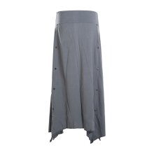 Vishes Damen A-Linie Rock Baumwolle Vintage, Retro breiter Bund mit Kordel-Zug grau 36-38