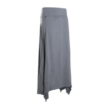 Vishes Damen A-Linie Rock Baumwolle Vintage, Retro breiter Bund mit Kordel-Zug grau 36-38