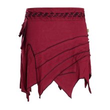 Vishes Damen Goa Elfenrock Zipfelrock Baumwollrock Rock Patchwork Seitentasche dunkelrot 38