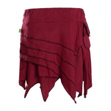 Vishes Damen Goa Elfenrock Zipfelrock Baumwollrock Rock Patchwork Seitentasche dunkelrot 42