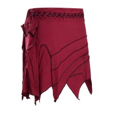 Vishes Damen Goa Elfenrock Zipfelrock Baumwollrock Rock Patchwork Seitentasche dunkelrot 42