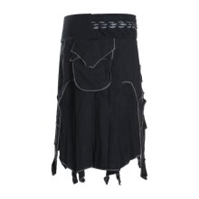 Vishes Damen Goa Elfenrock Zipfelrock Baumwollrock Rock Patchwork Seitentasche schwarz 46