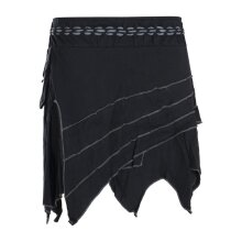Vishes Damen Goa Elfenrock Zipfelrock Baumwollrock Rock Patchwork Seitentasche schwarz 46