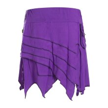 Vishes Damen Goa Elfenrock Zipfelrock Baumwollrock Rock Patchwork Seitentasche violett 38