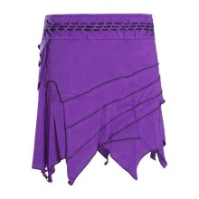 Vishes Damen Goa Elfenrock Zipfelrock Baumwollrock Rock Patchwork Seitentasche violett 38