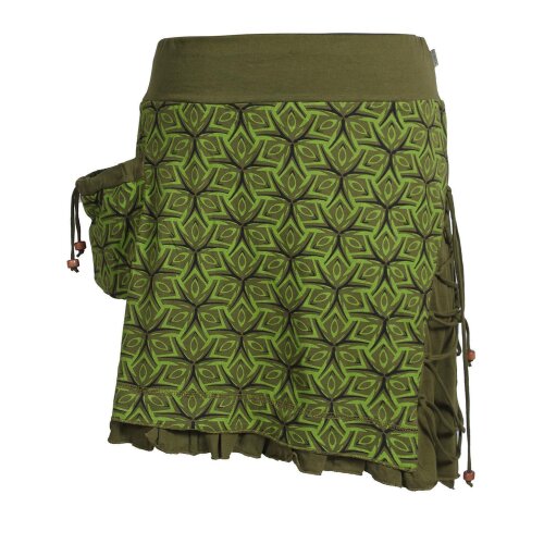 Vishes Asymmetrischer Damen Rock aus Baumwolle zum Überziehen olive 42-44