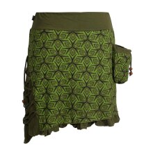 Vishes Asymmetrischer Damen Rock aus Baumwolle zum Überziehen olive 42-44