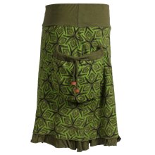 Vishes Asymmetrischer Damen Rock aus Baumwolle zum Überziehen olive 42-44