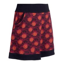 Vishes Damen Baumwoll-Rock 80er Jahre Retro Muster bedruckt Taschen dunkelrot 44