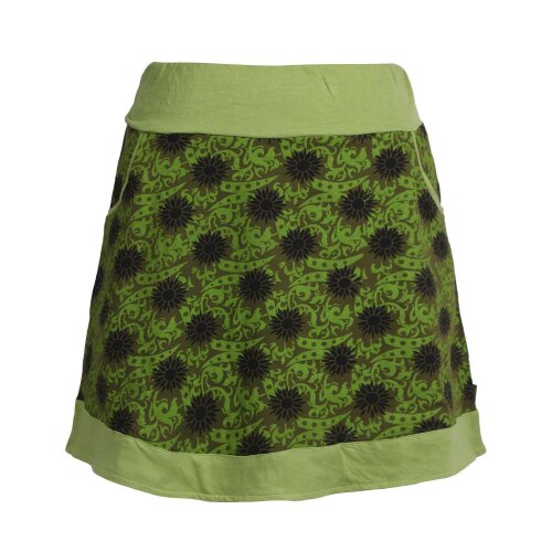 Vishes Damen Baumwoll-Rock 80er Jahre Retro Muster bedruckt Taschen olive 42