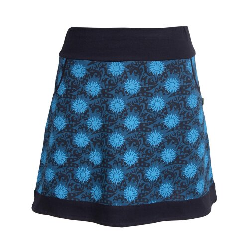 Vishes Damen Baumwoll-Rock 80er Jahre Retro Muster bedruckt Taschen türkis 36