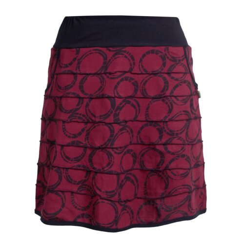 Vishes Kurzer Damen Minirock mit Taschen und Patchwork-Streifen Kreise dunkelrot 34