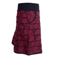 Vishes Kurzer Damen Minirock mit Taschen und Patchwork-Streifen Kreise dunkelrot 34