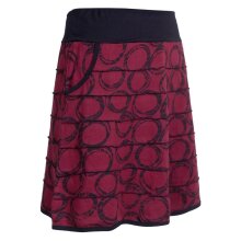 Vishes Kurzer Damen Minirock mit Taschen und Patchwork-Streifen Kreise dunkelrot 34