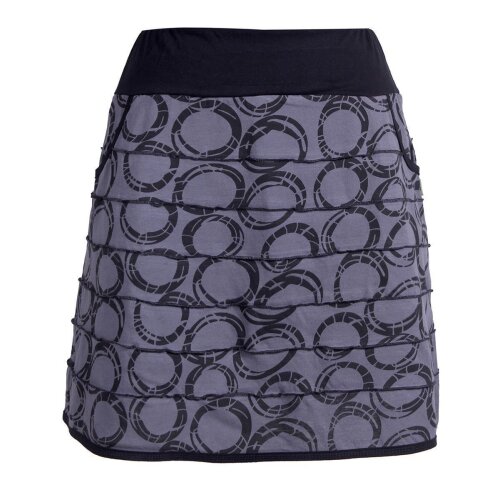 Vishes Kurzer Damen Minirock mit Taschen und Patchwork-Streifen Kreise grau 36